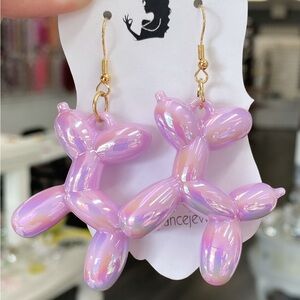 Pink Balloon Dog Earrings